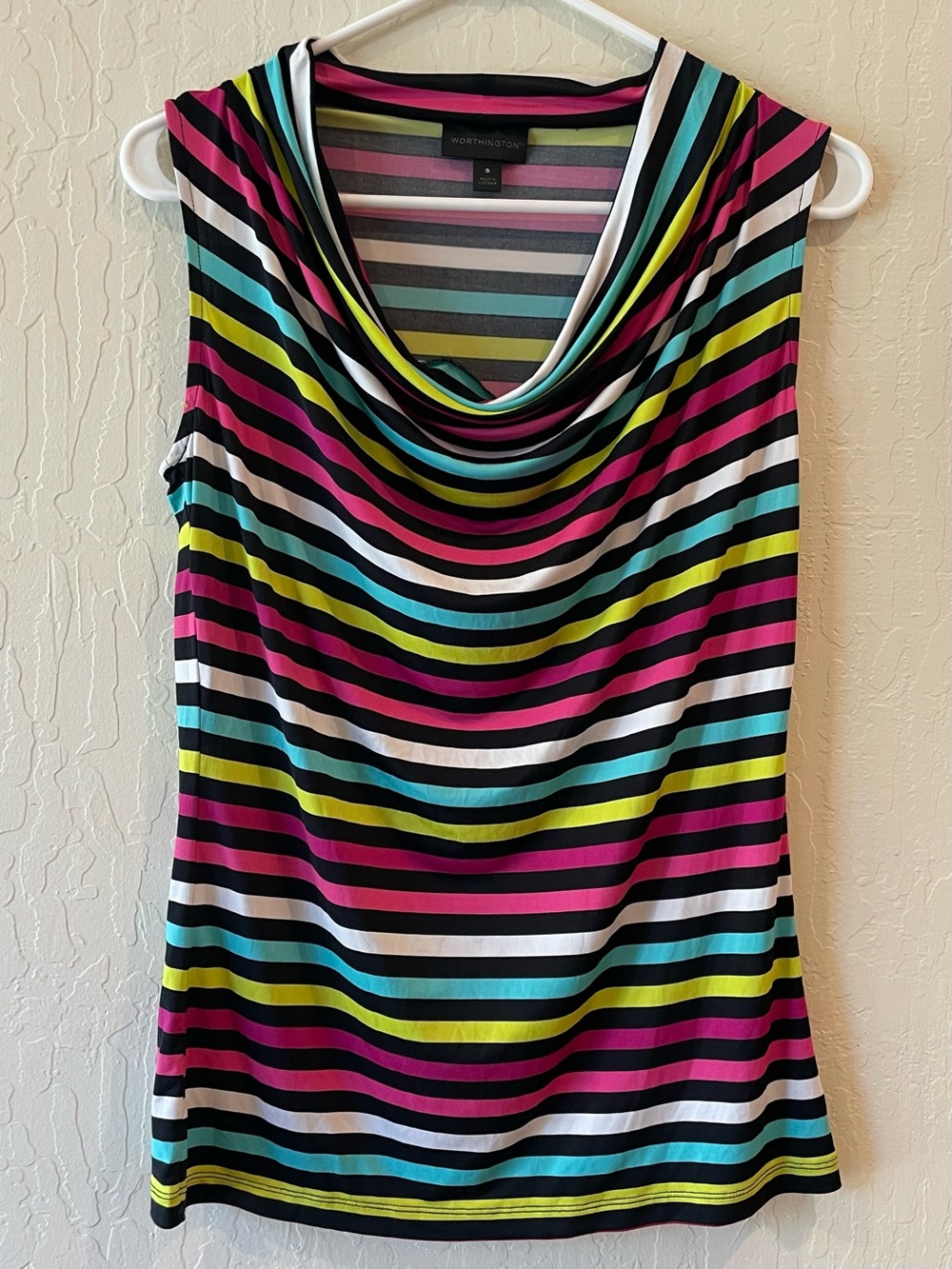 Worthington Sleeveless Cowl Neck Tank - Pink, Black, White, Aqua, Chartreuse